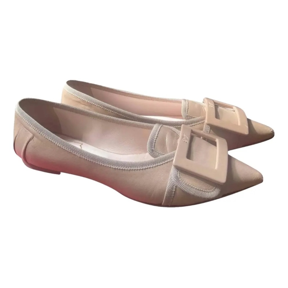 Roger Vivier Belle Vivier Buckle Flats 37 Nude Blush Leather